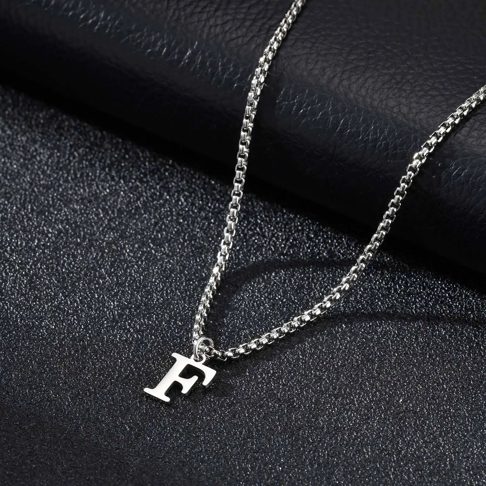 Men's necklace with initial pendant f