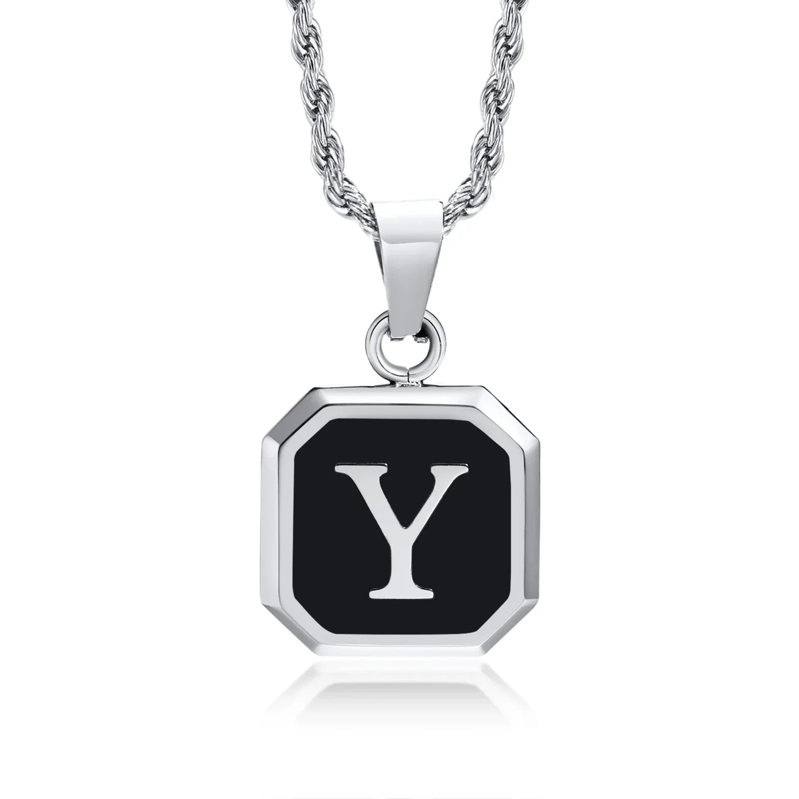 Men's necklace with hexagonal initial pendant y