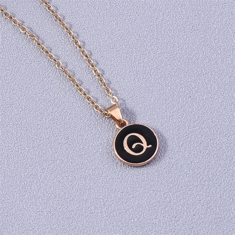 Colorful initial pendant necklace q