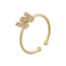 Personalized adjustable ring with initial w