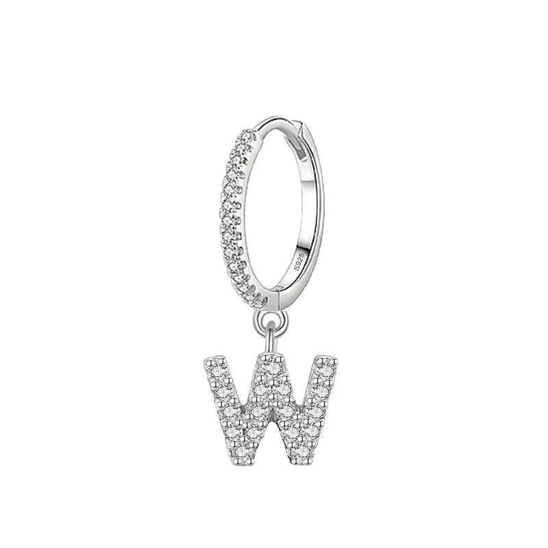 Hoop earrings with initial w