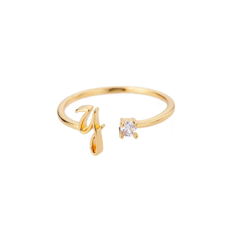 Thin personalized women's ring with initial y