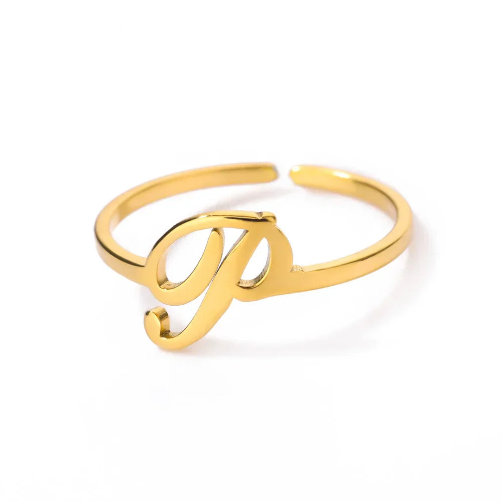 Personalized fine ring with initial P