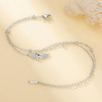 Adjustable angel wings silver bracelet