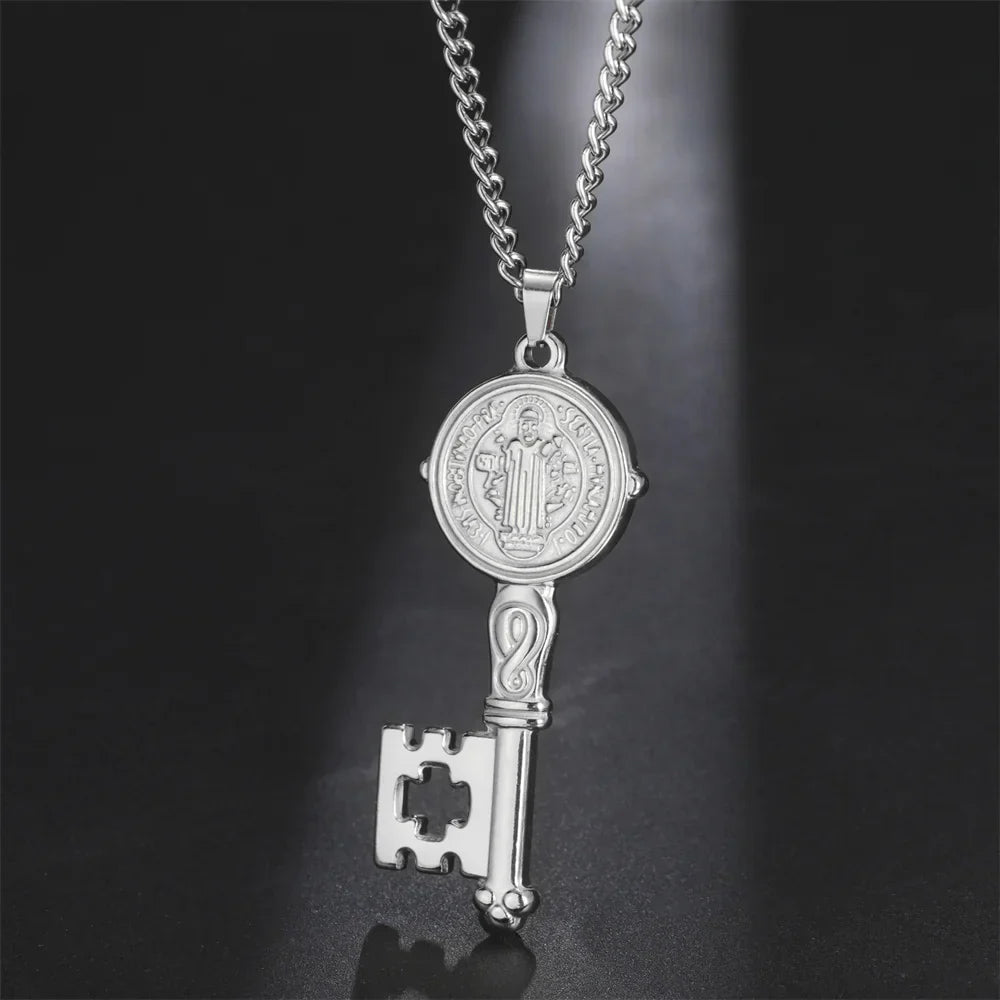 Necklace with Catholic key pendant silver