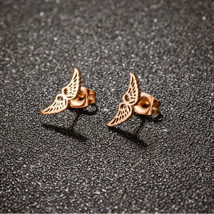 Minimalist angel wing earrings rose gold