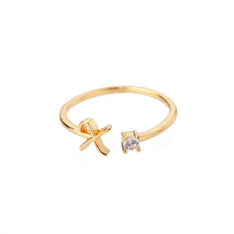 Thin personalized women's ring with initial x