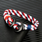 White and red double anchor bracelet