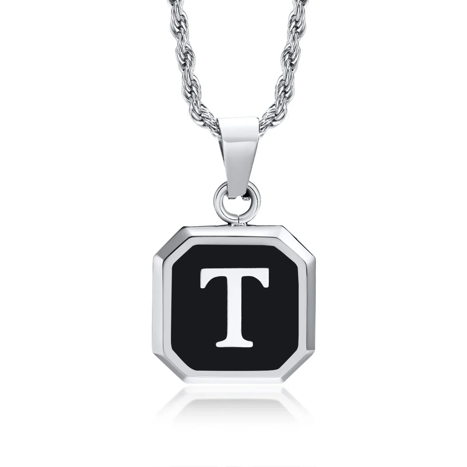 Men's necklace with hexagonal initial pendant t