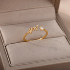 Thin personalized women's ring with initial