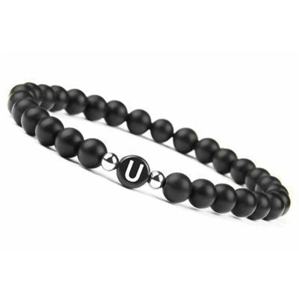 Black initial bracelet u