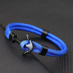 Black double-anchor bracelet blue