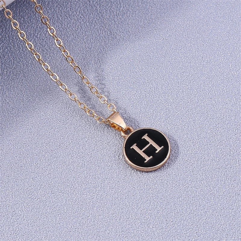 Colorful initial pendant necklace h