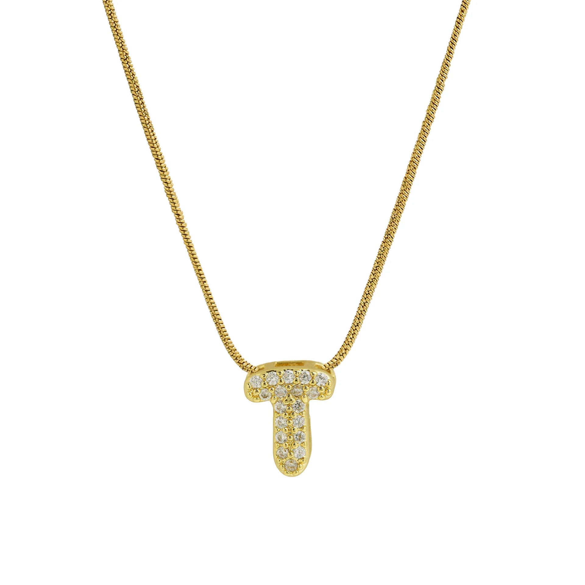 Rhinestone initial pendant necklace t