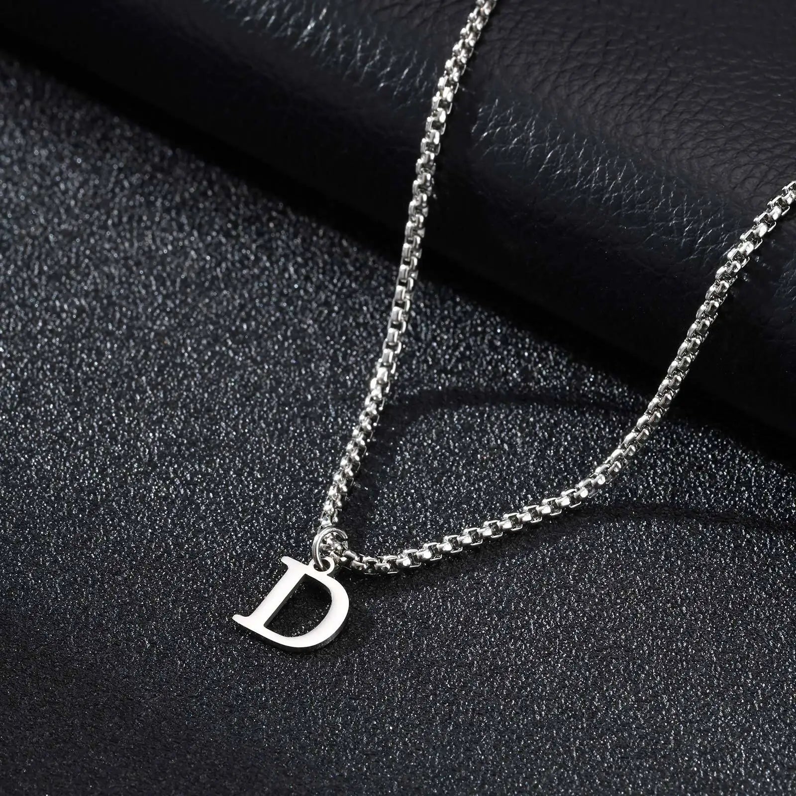 Men's necklace with initial pendant d