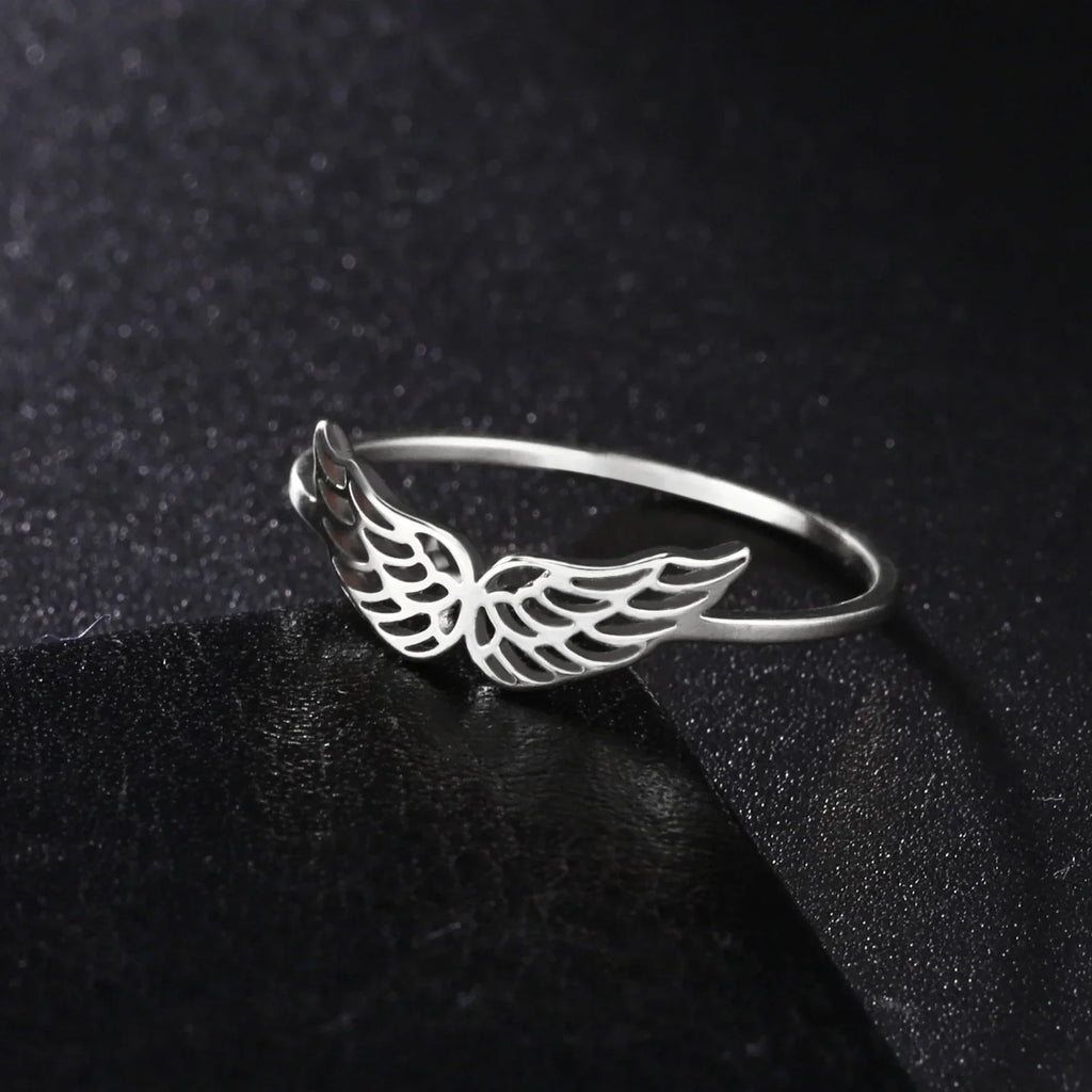 Women's angel wings silver ring