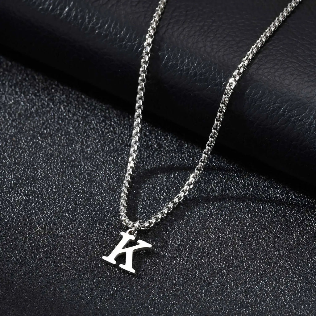 Men's necklace with initial pendant k