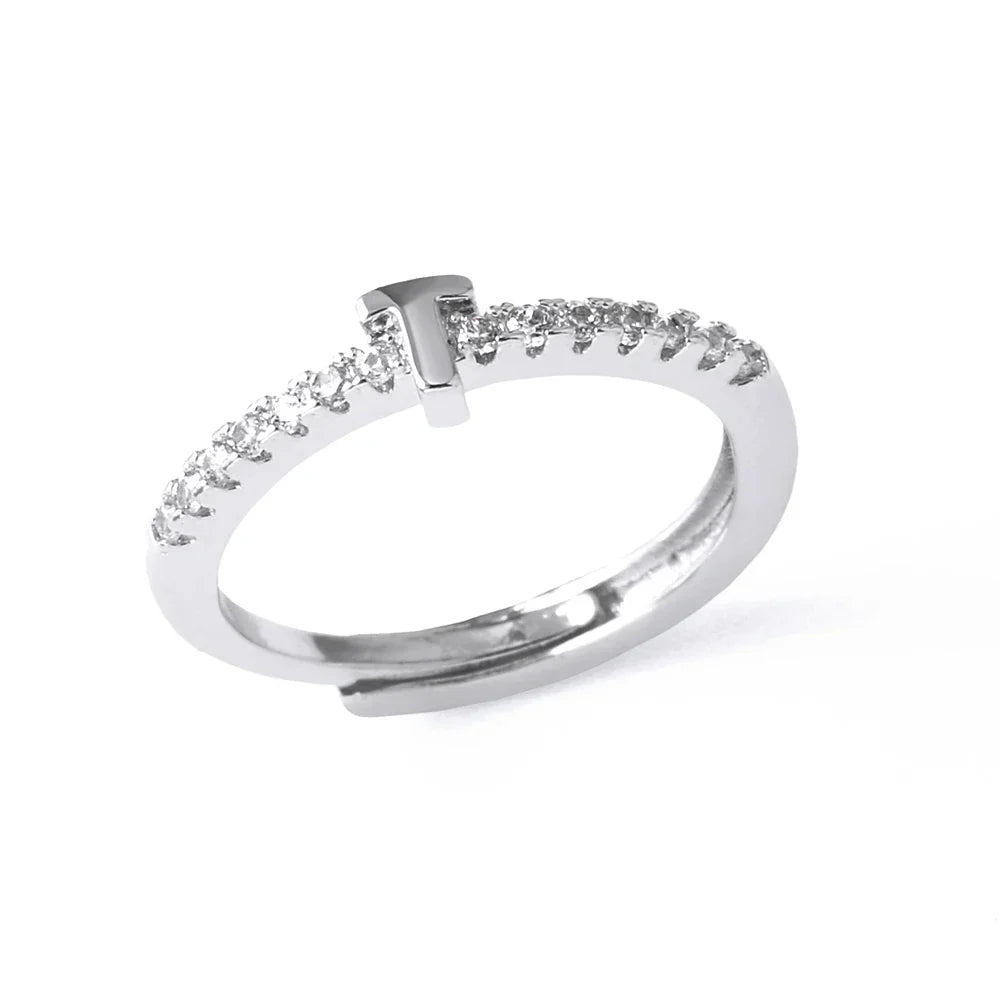 Adjustable women's ring with initial - letter