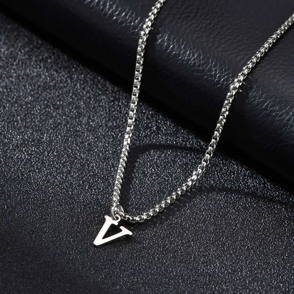 Men's necklace with initial pendant v