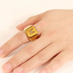 Wide personalized men’s ring with initial