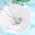 Urn necklace with angel wings pendant