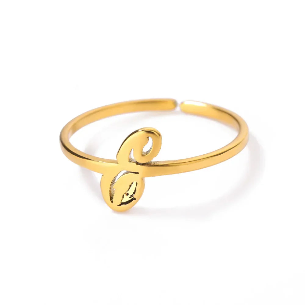 Personalized fine ring with initial E
