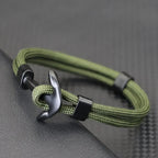 Black double-anchor bracelet green