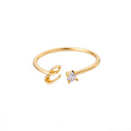 Thin personalized women's ring with initial e