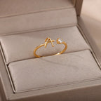 Thin personalized women's ring with initial a
