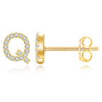 Gold initial earrings q
