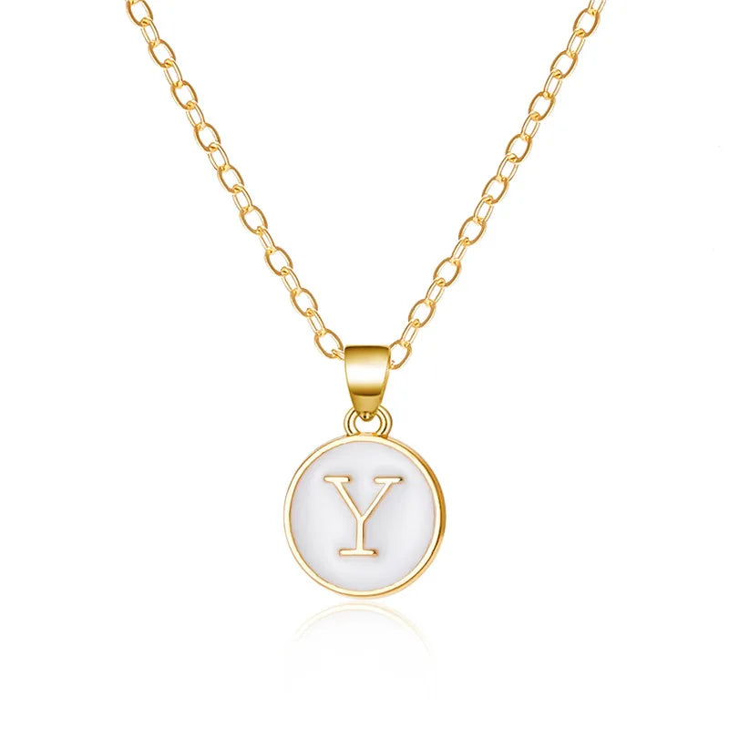 White initial y pendant necklace