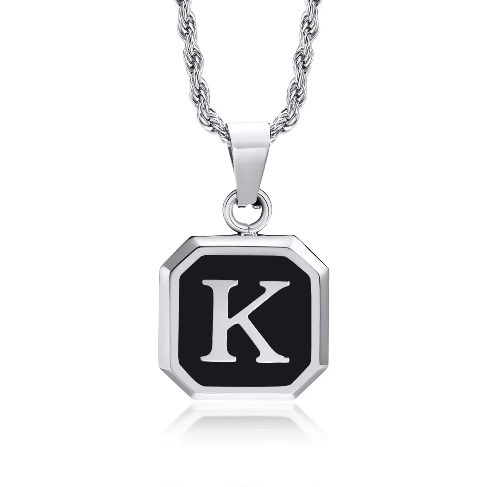 Men's necklace with hexagonal initial pendant k