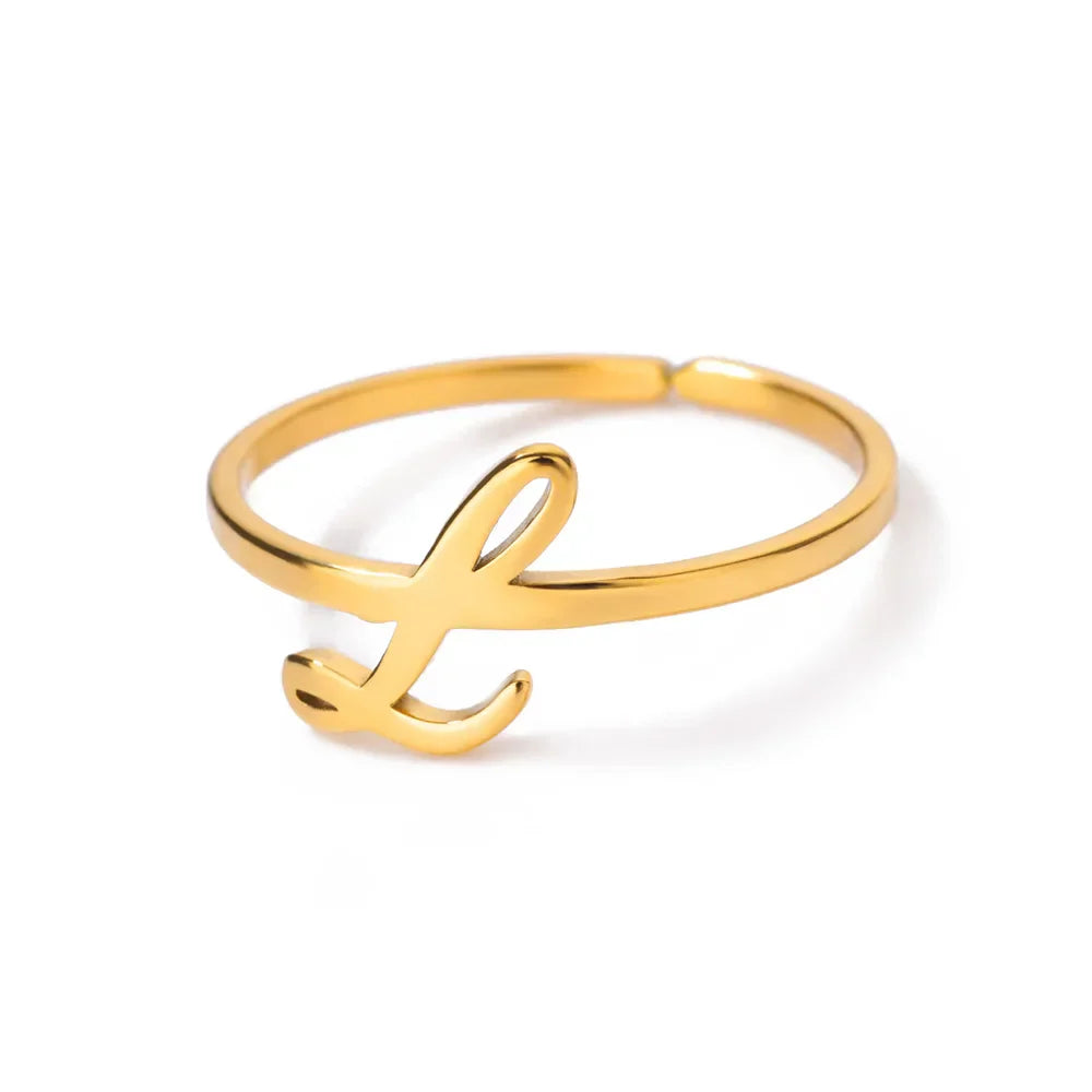 Personalized fine ring with initial L