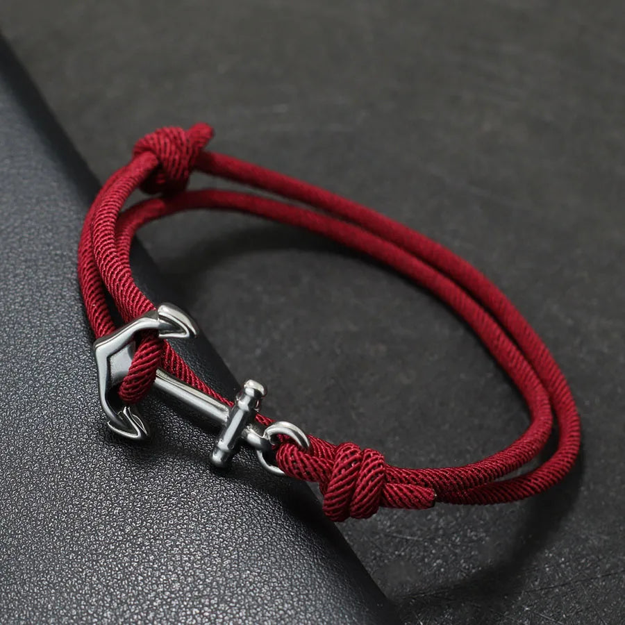 Maroon anchor rope bracelet