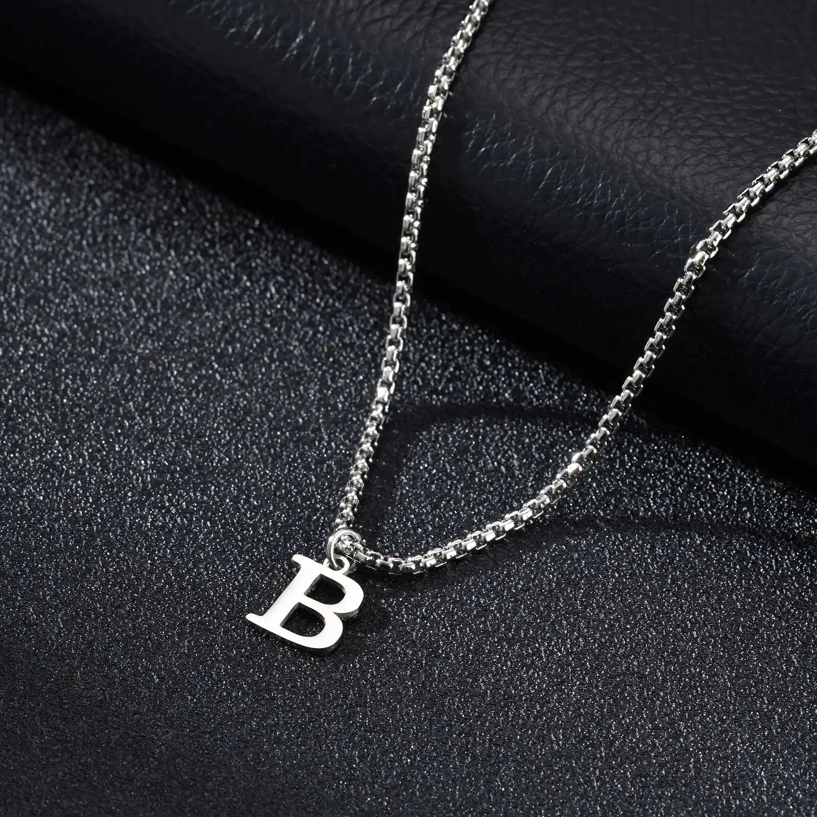 Men's necklace with initial pendant b