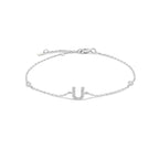 Bracelet with silver rhinestone initial u