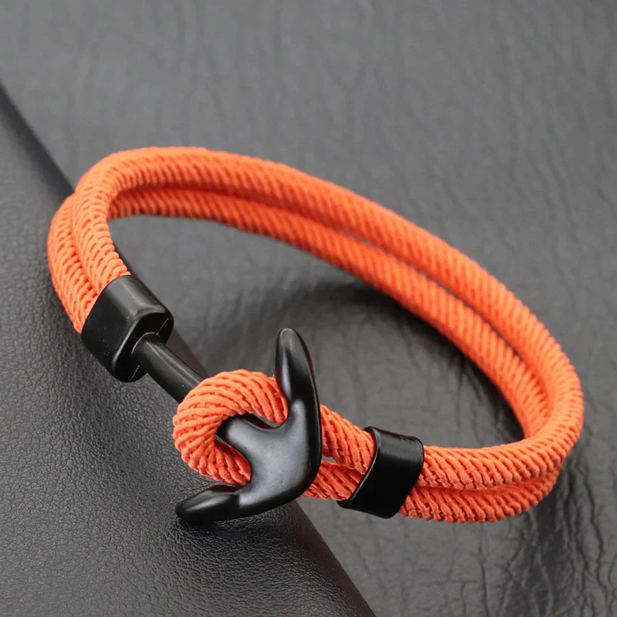 Black and orange anchor bracelet