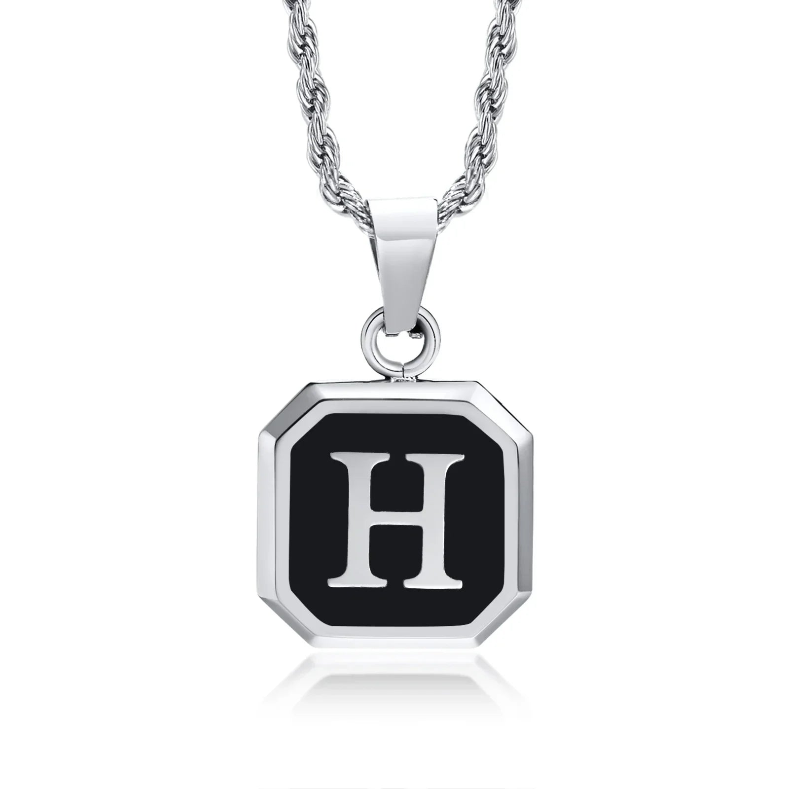 Men's necklace with hexagonal initial pendant h
