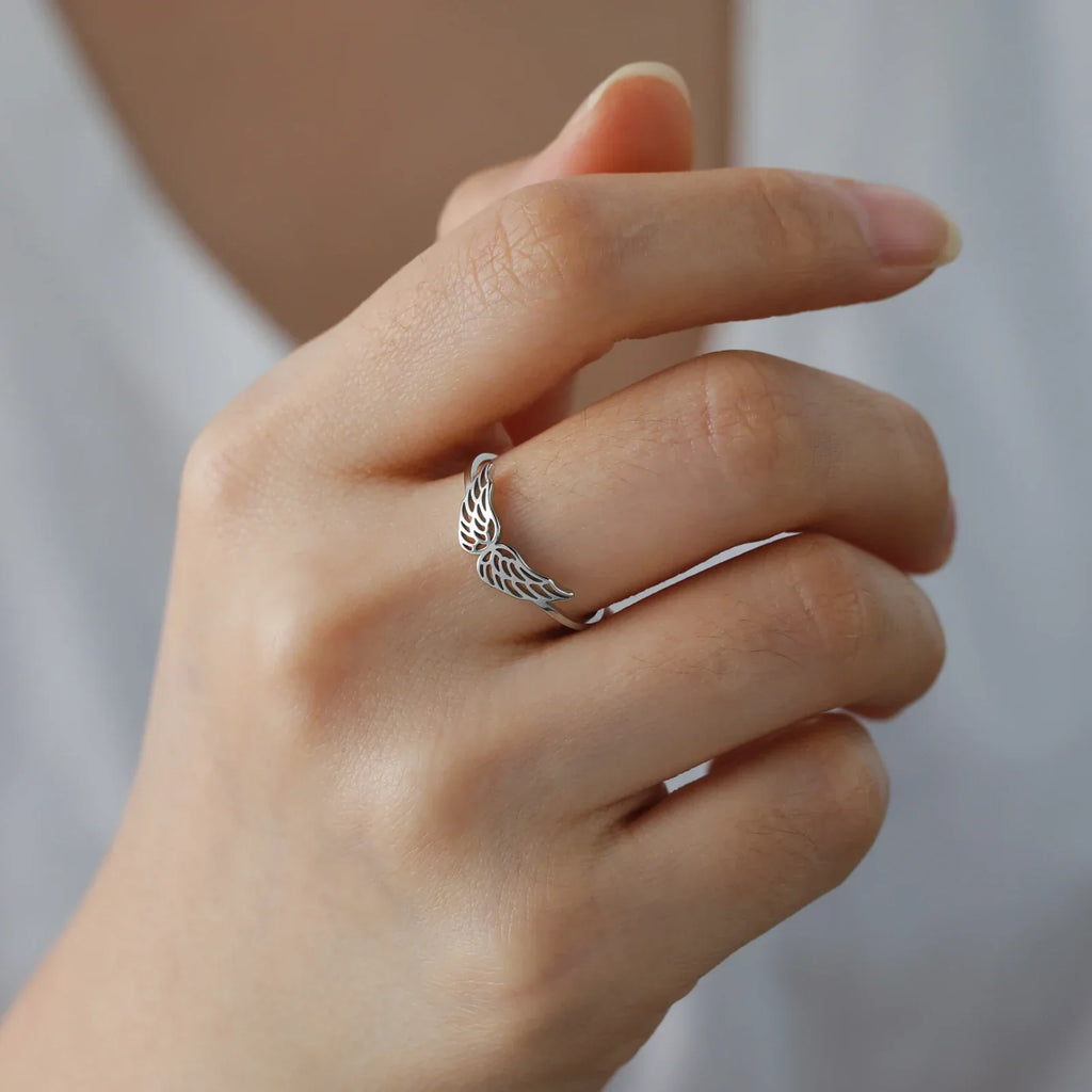 Women's angel wings silver ring