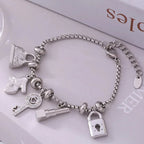 Women's bracelet with silver keys and padlocks