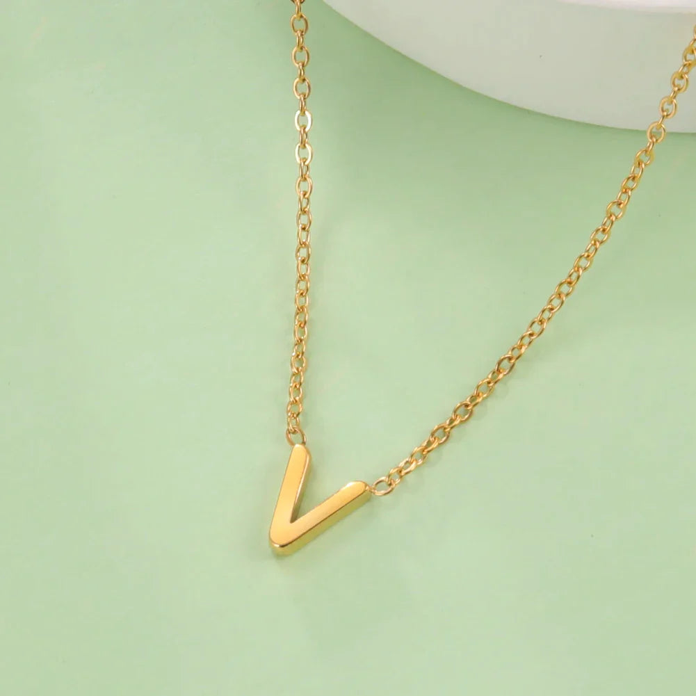 Necklace with initial pendant - letter