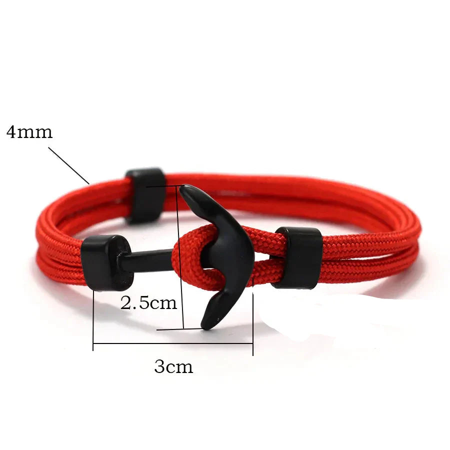 Black double-anchor bracelet