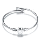 Heart bracelet with initial silver l