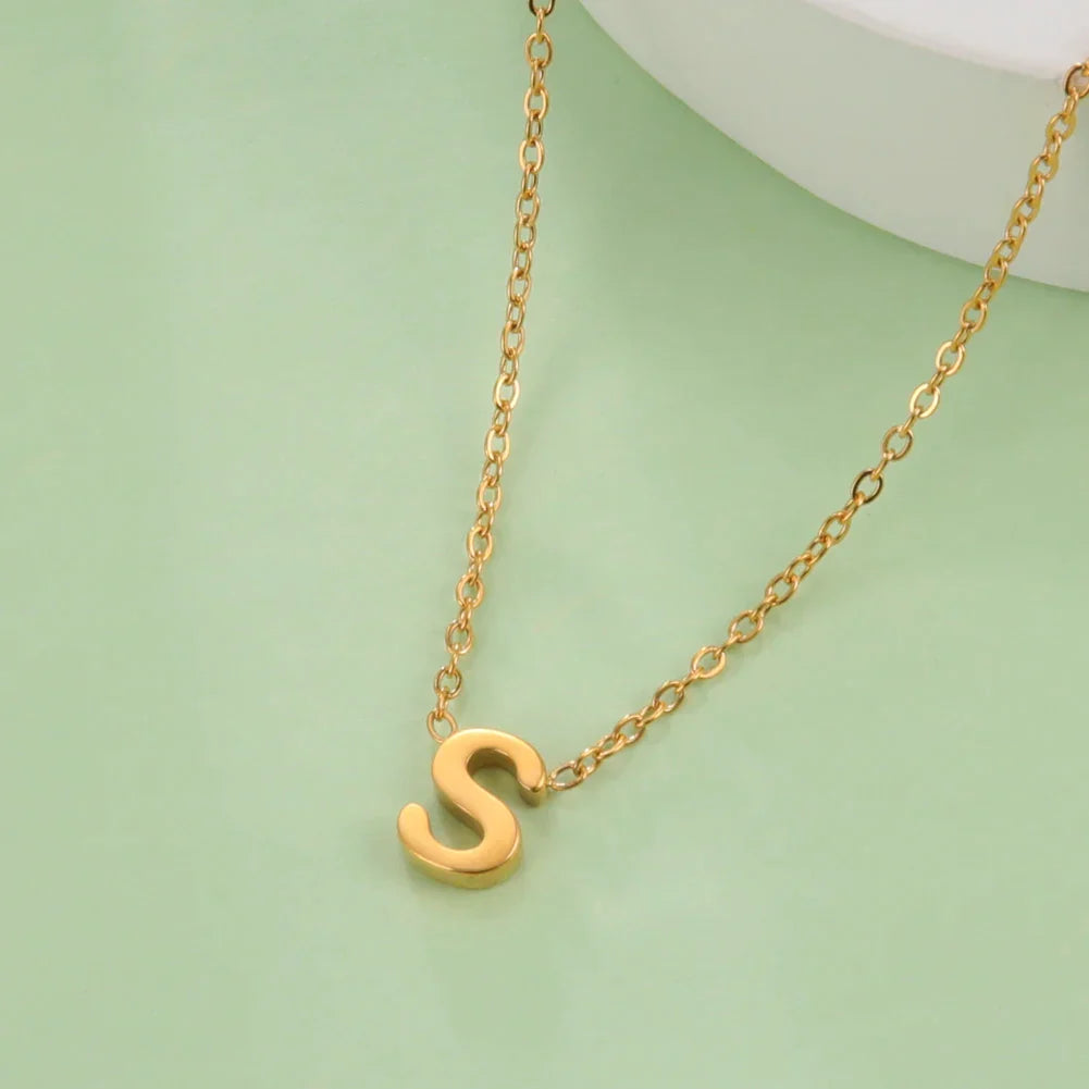 Necklace with initial pendant - letter