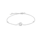 Bracelet with silver rhinestone initial g