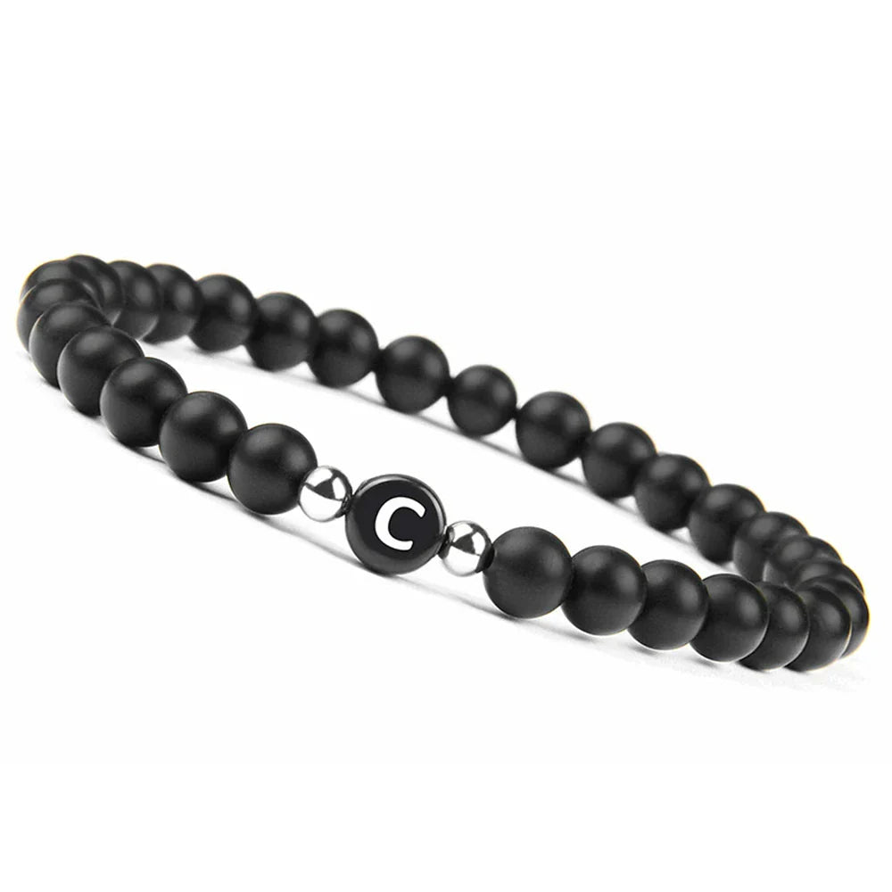 Black initial bracelet c