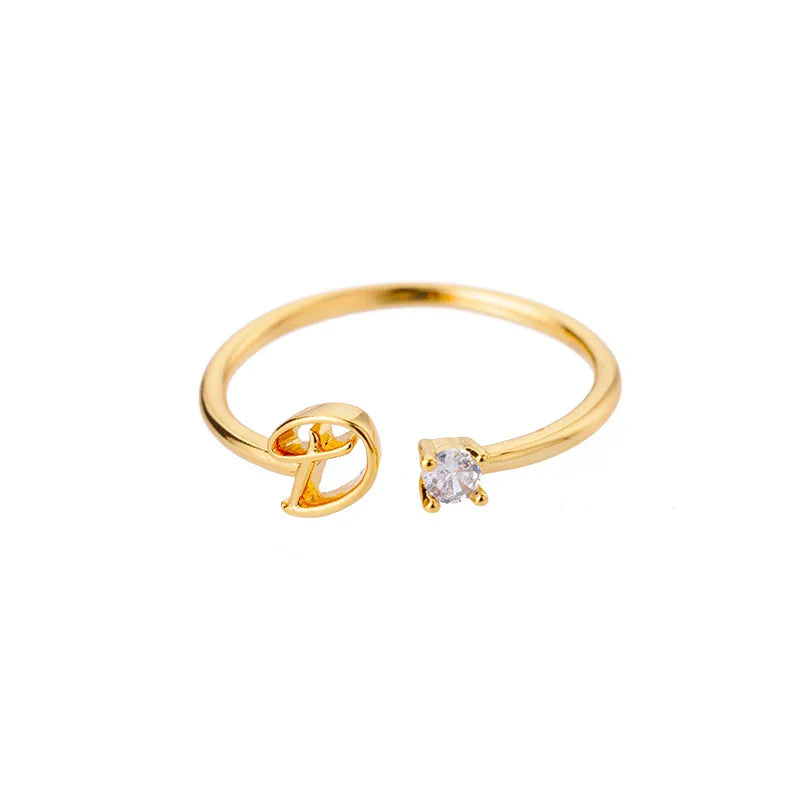 Thin personalized women's ring with initial d