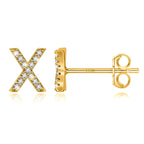 Gold initial earrings x