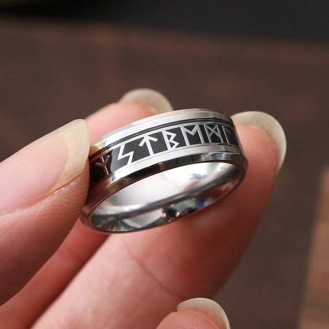 Black Viking Runic Ring