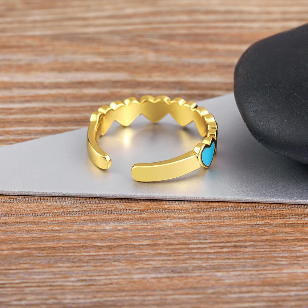 6 Hearts Ring Women Gold